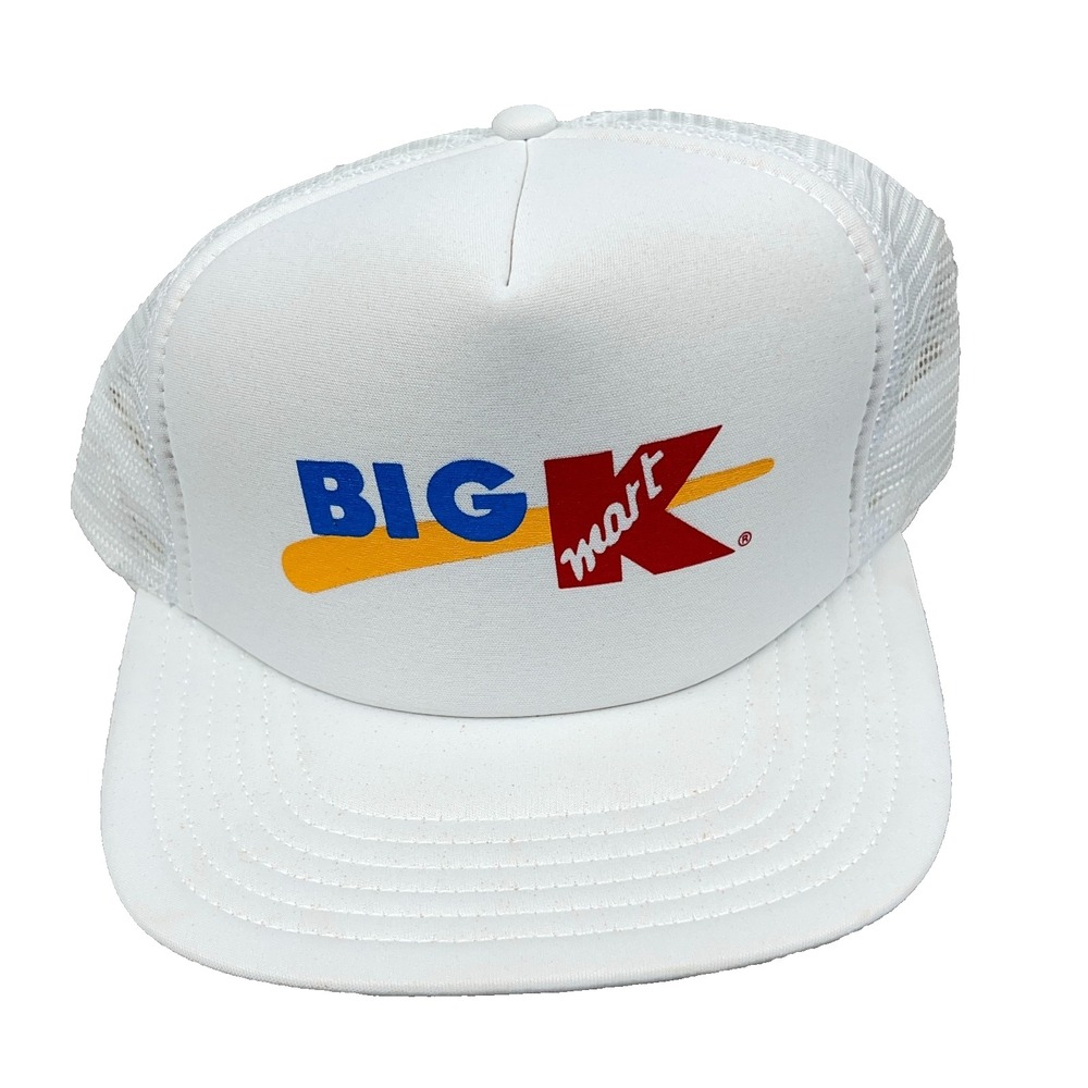 Vintage Kmart Trucker Hat Cap Snapback 90s Y2K Big Mesh White Adjustable Mens